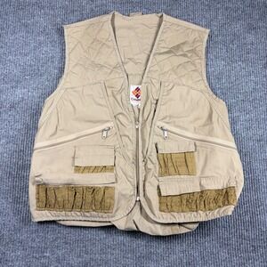 Vintage Columbia Sportswear Fishing Hunting Vest Mens XL Tan Made in USA Utility